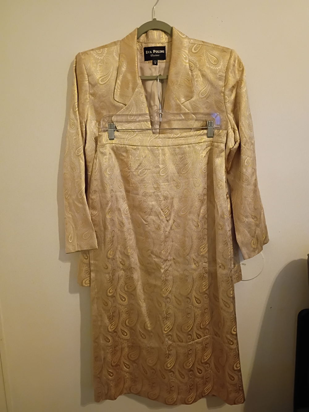 VTG Eva Polini Gold Paisley Skirt Set - Elegant Two-Piece Sz 16
